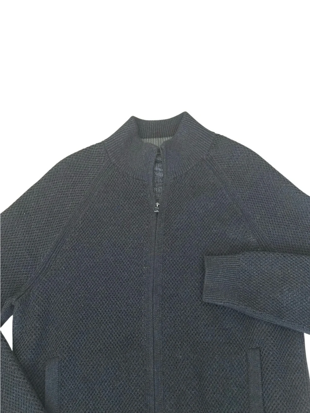 Banana Republic Supima Cotton Men's Full-Zip Charcoal Knit Sweater Jacket. Lg
